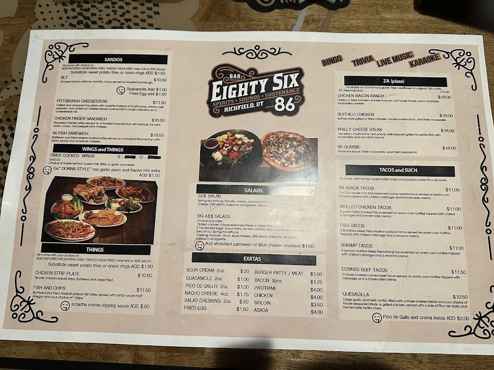 Bar 86 Menu image 1